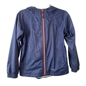 LL Bean Blue Water Resistant Fleece Lined Full Zip LongSleeve Jacket w/Hoodie-10